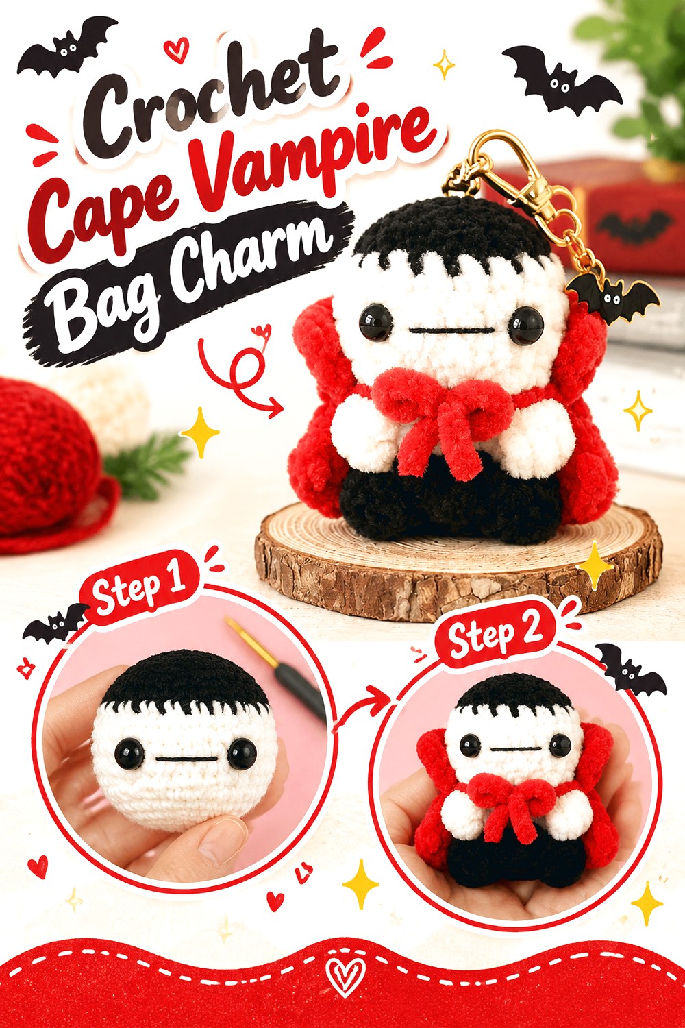 Crochet Cape Vampire Bag Charm