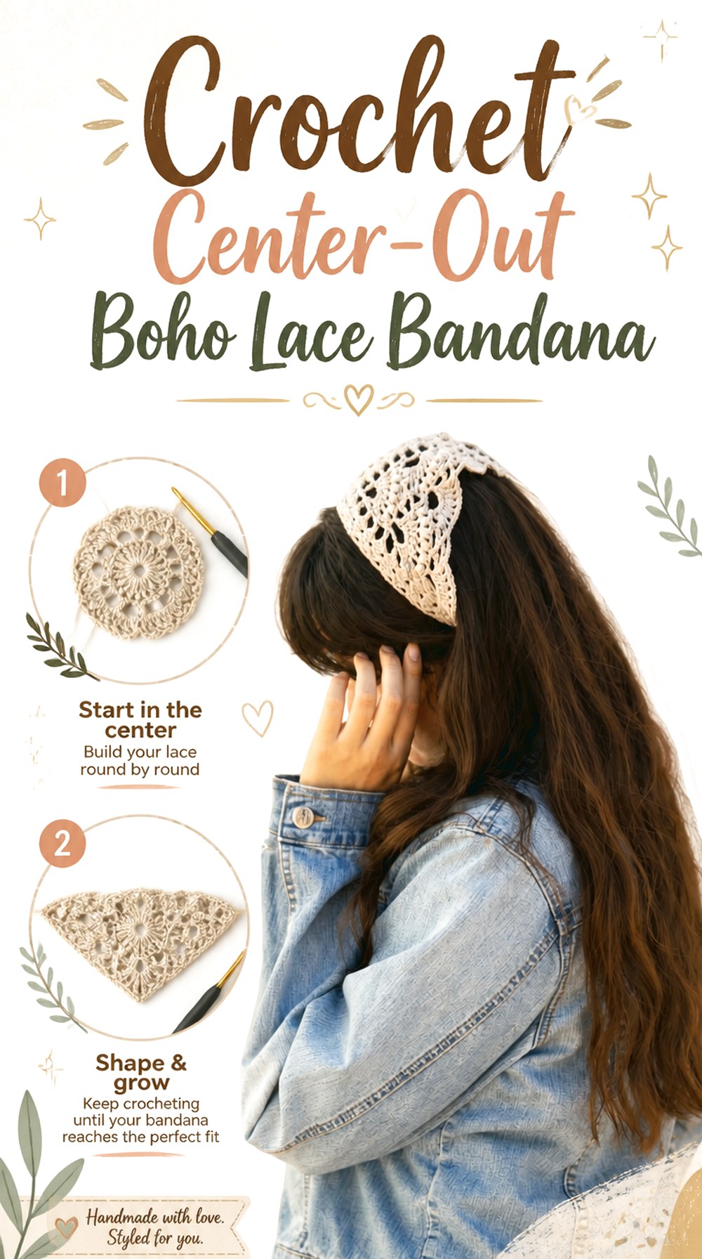 Crochet Center Out Boho Lace Bandana