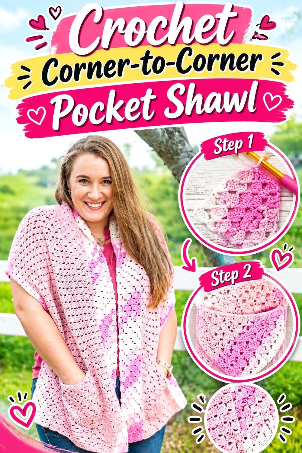Crochet Corner to Corner Pocket Shawl