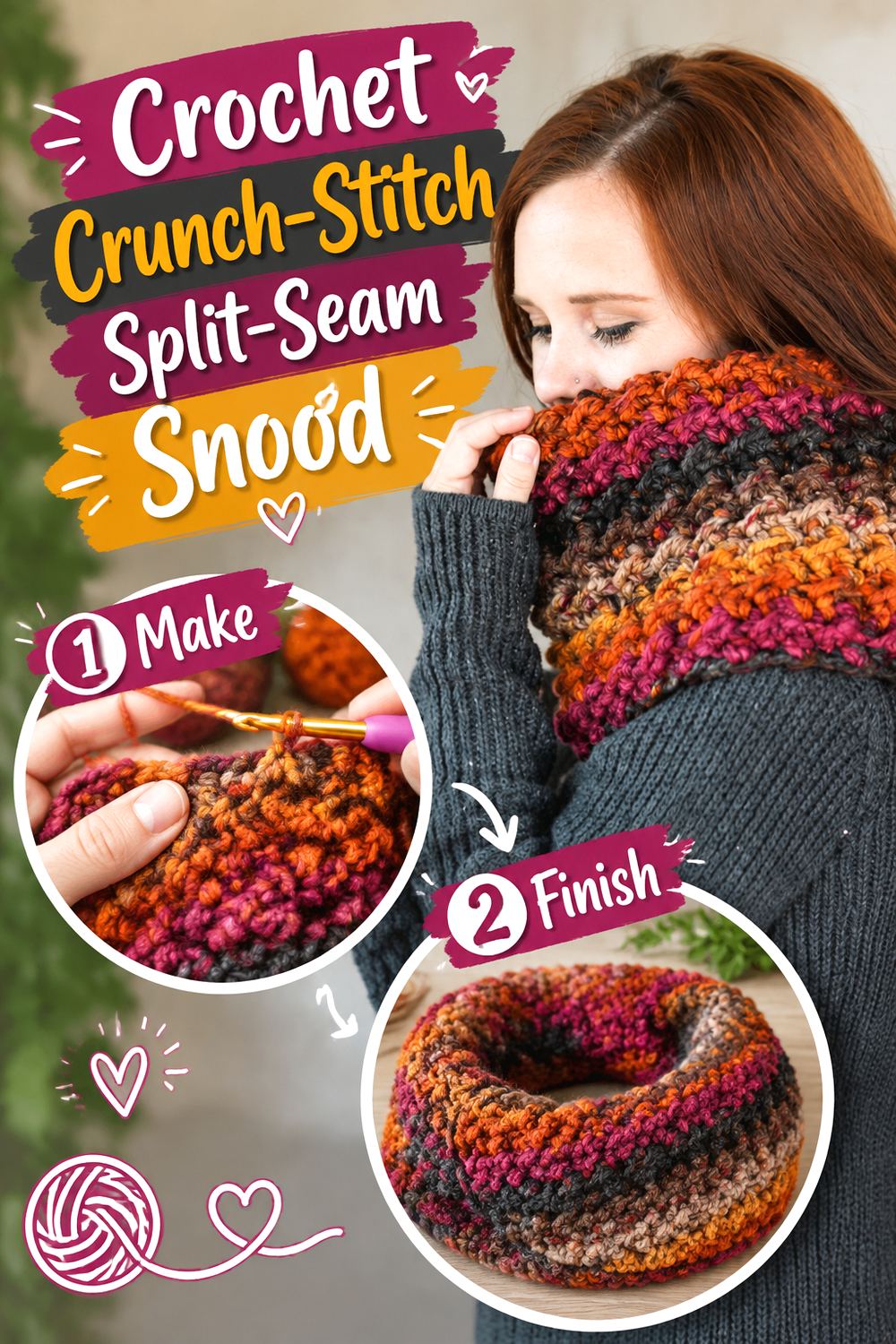 Crochet Crunch Stitch Split Seam Snood
