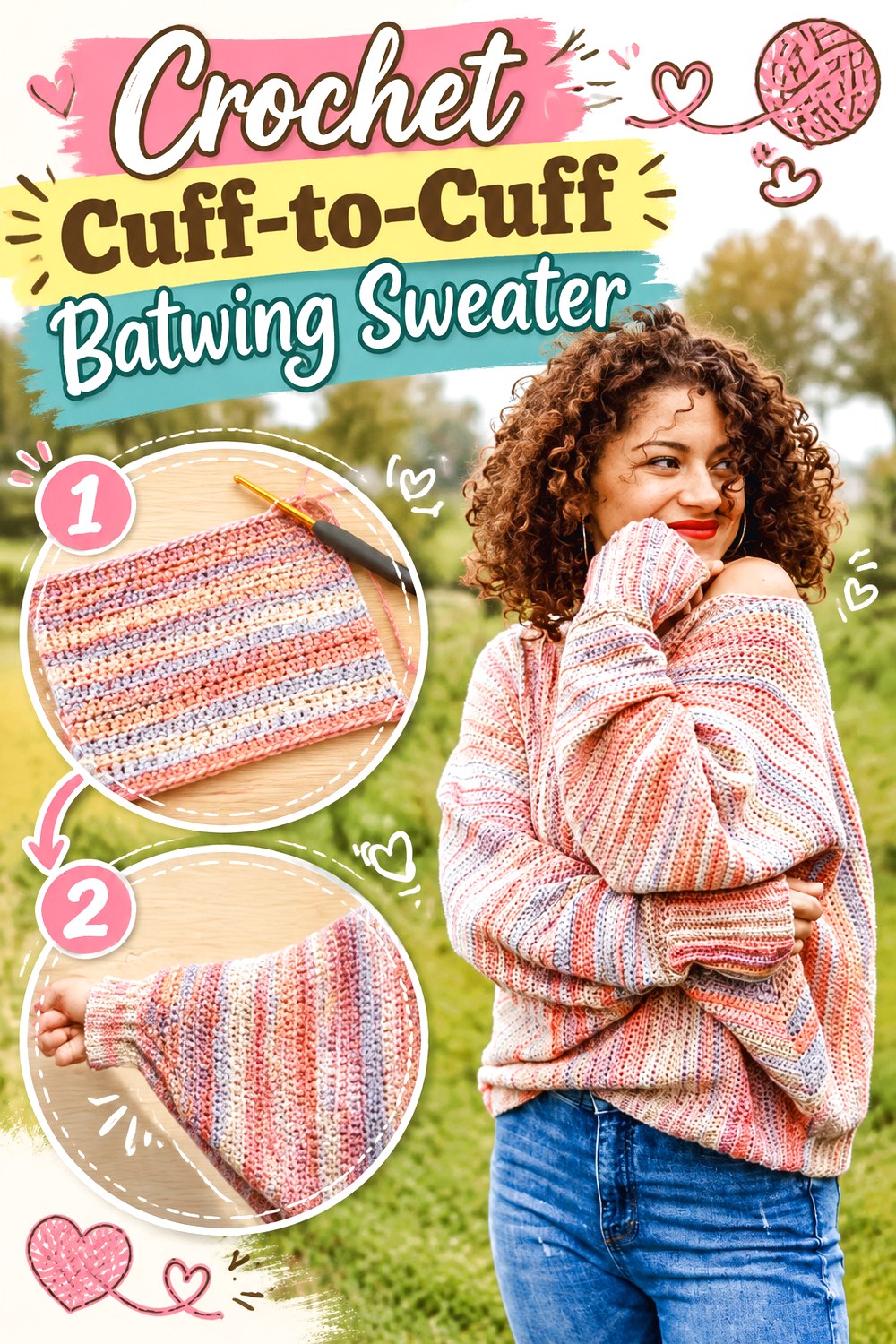 Crochet Cuff to Cuff Batwing Sweater