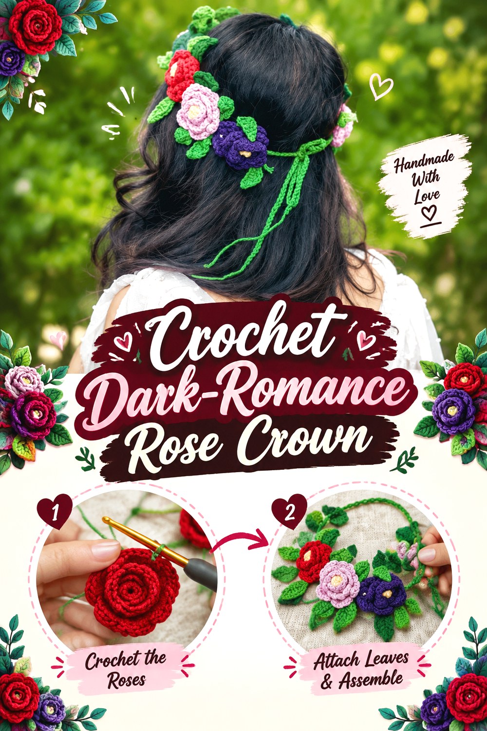 Crochet Dark Romance Rose Crown