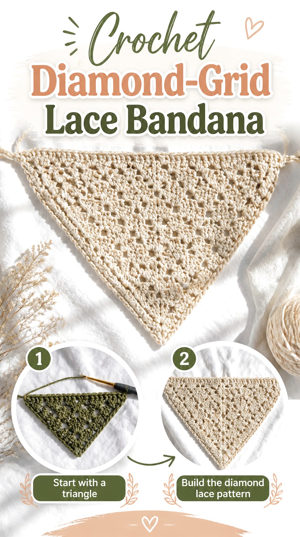Crochet Diamond Grid Lace Bandana
