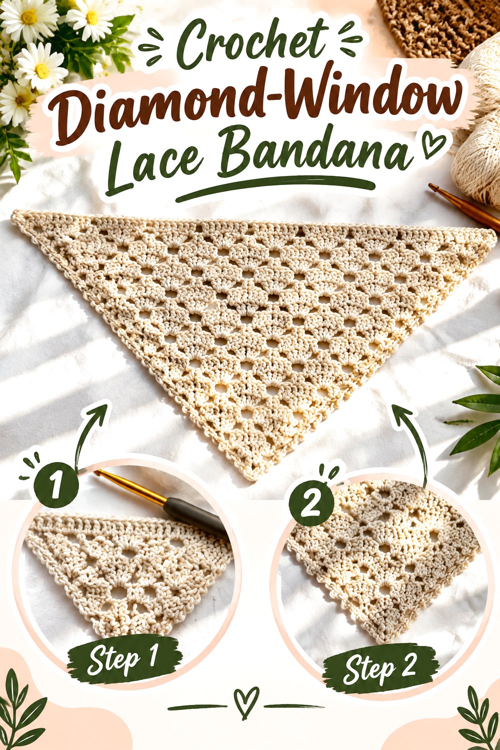 Crochet Diamond Window Lace Bandana