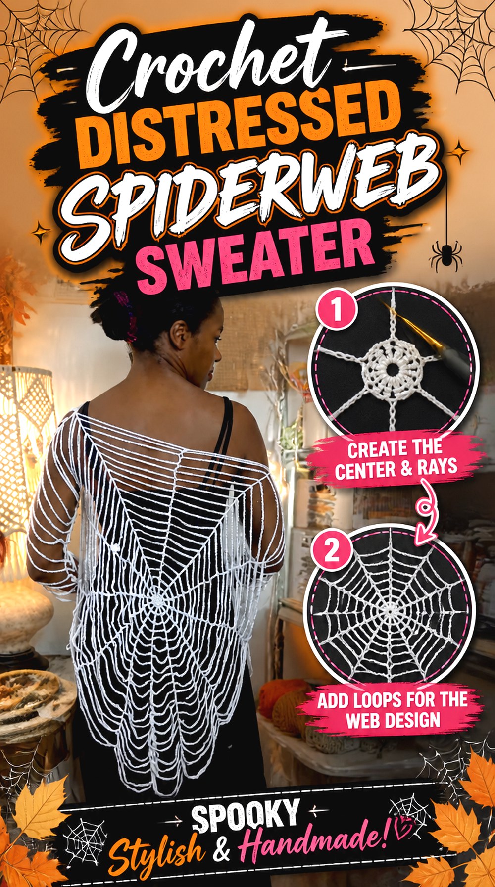 Crochet Distressed Spiderweb Sweater