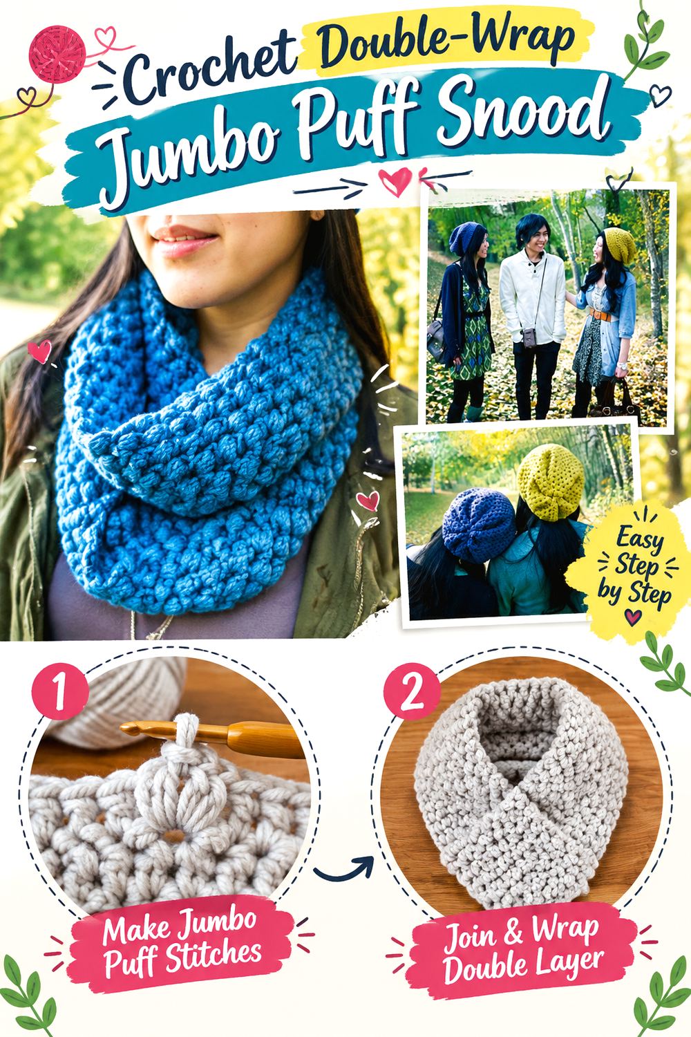 Crochet Double Wrap Jumbo Puff Snood
