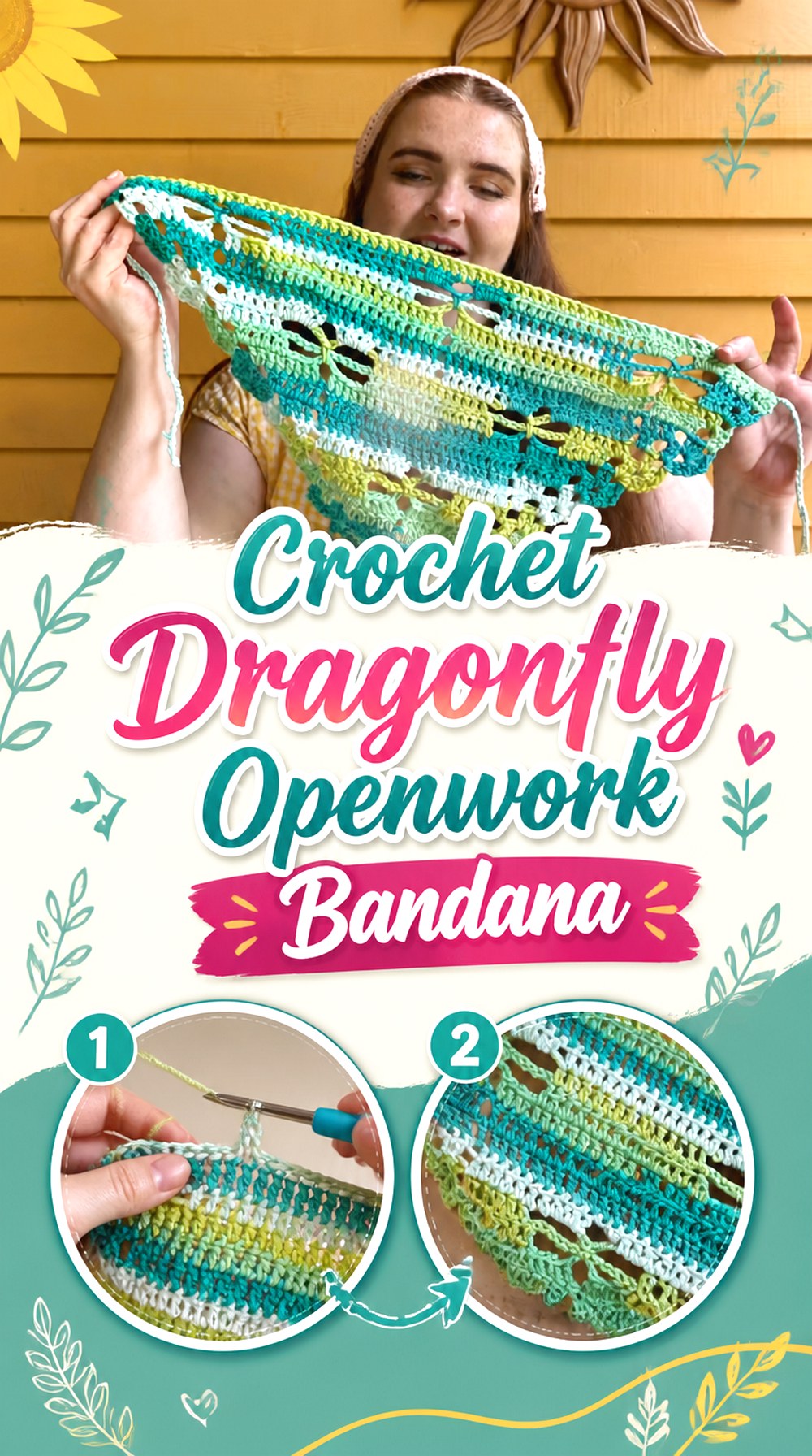 Crochet Dragonfly Openwork Bandana