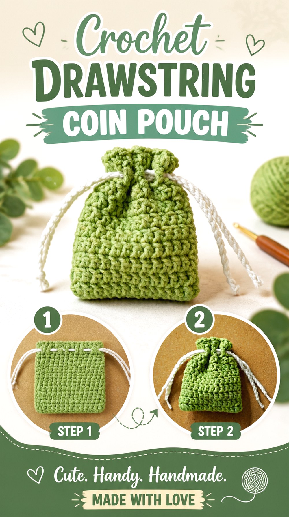 Crochet Drawstring Coin Pouch