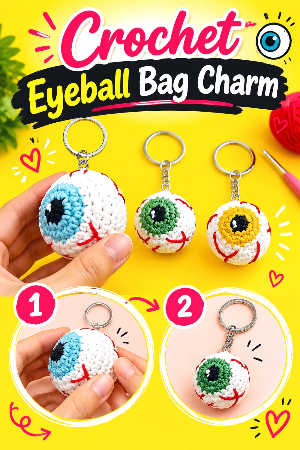 Crochet Eyeball Bag Charm