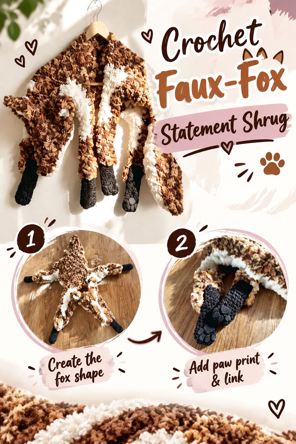 Crochet Faux Fox Statement Shrug