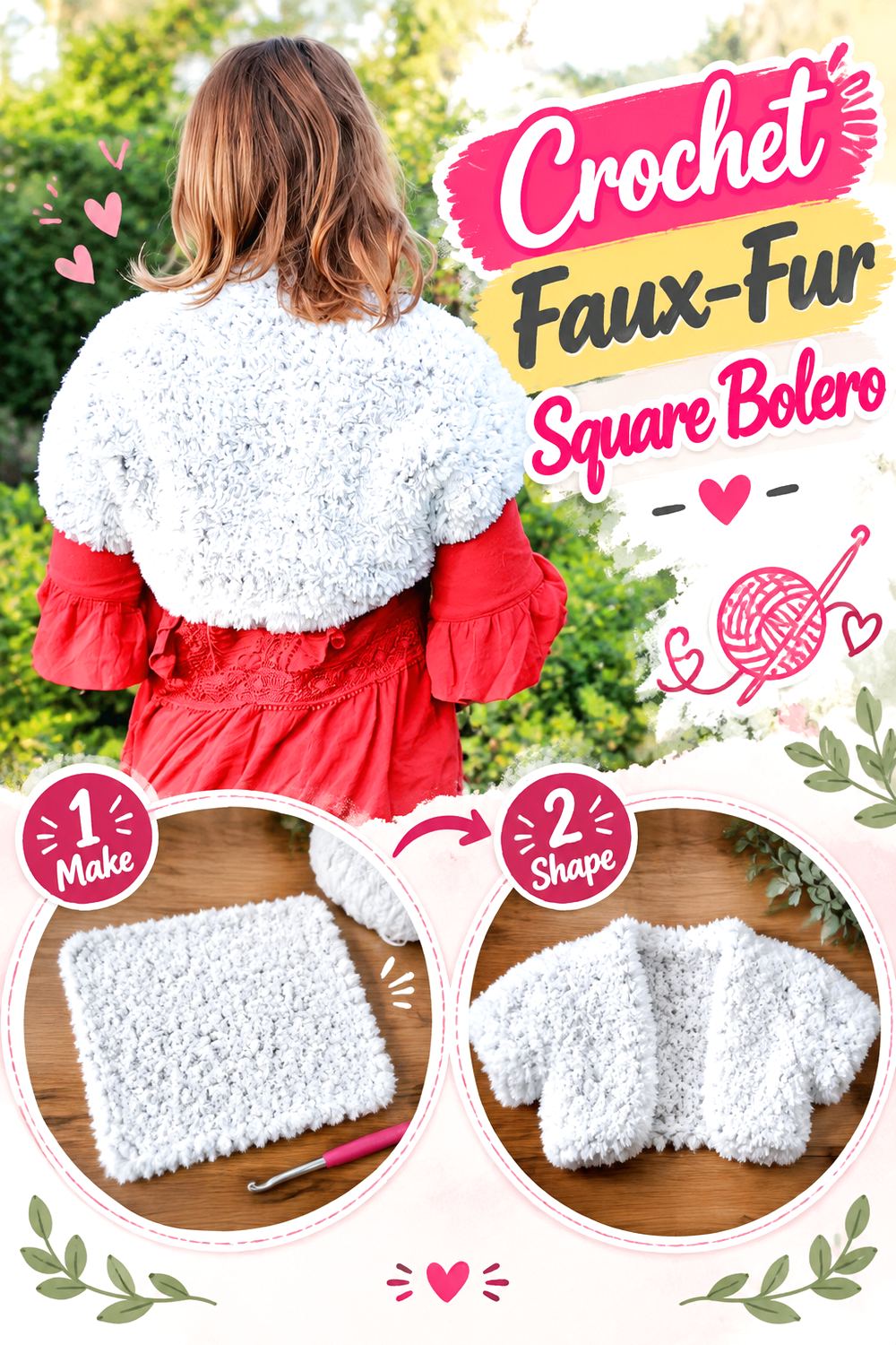 Crochet Faux Fur Square Bolero