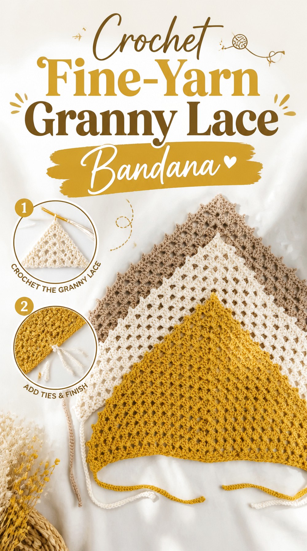 Crochet Fine Yarn Granny Lace Bandana