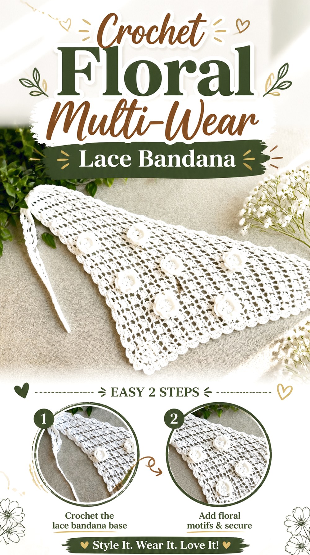 Crochet Floral Multi Wear Lace Bandana