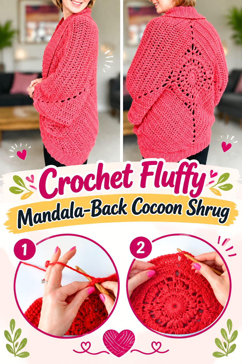 Crochet Fluffy Mandala Back Cocoon Shrug