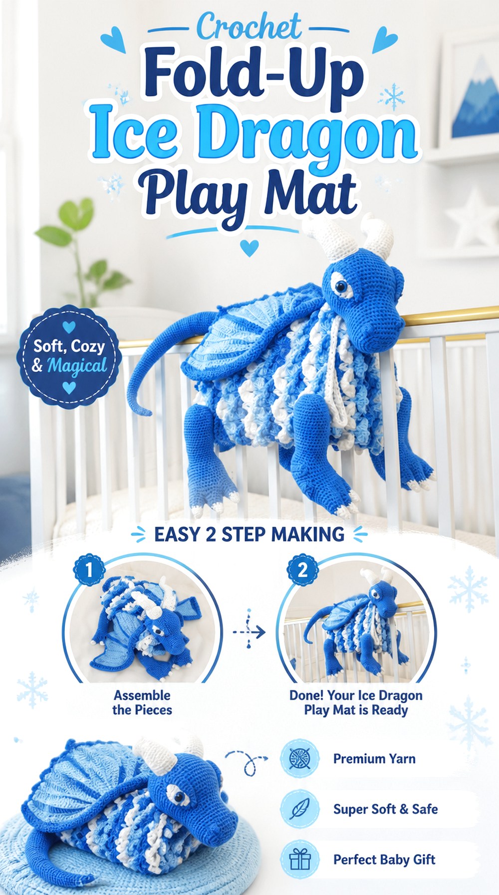 Crochet Fold Up Ice Dragon Play Mat