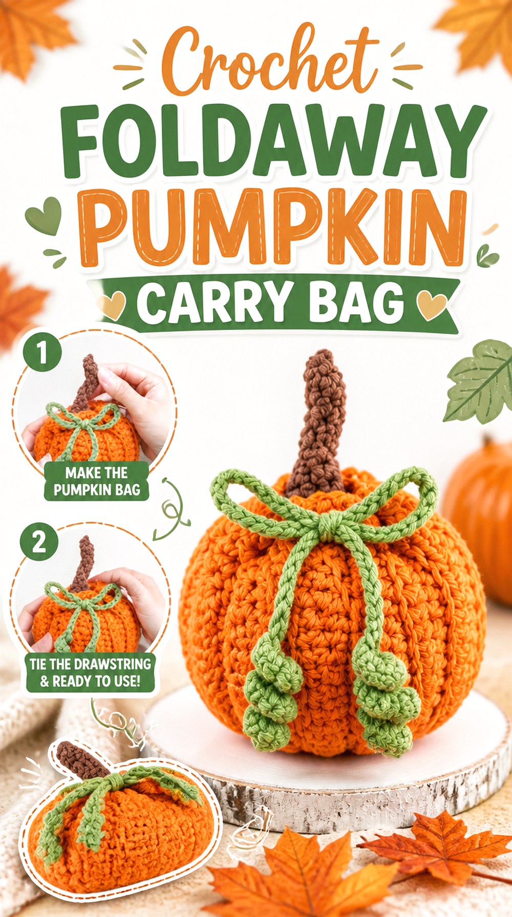 Crochet Foldaway Pumpkin Carry Bag