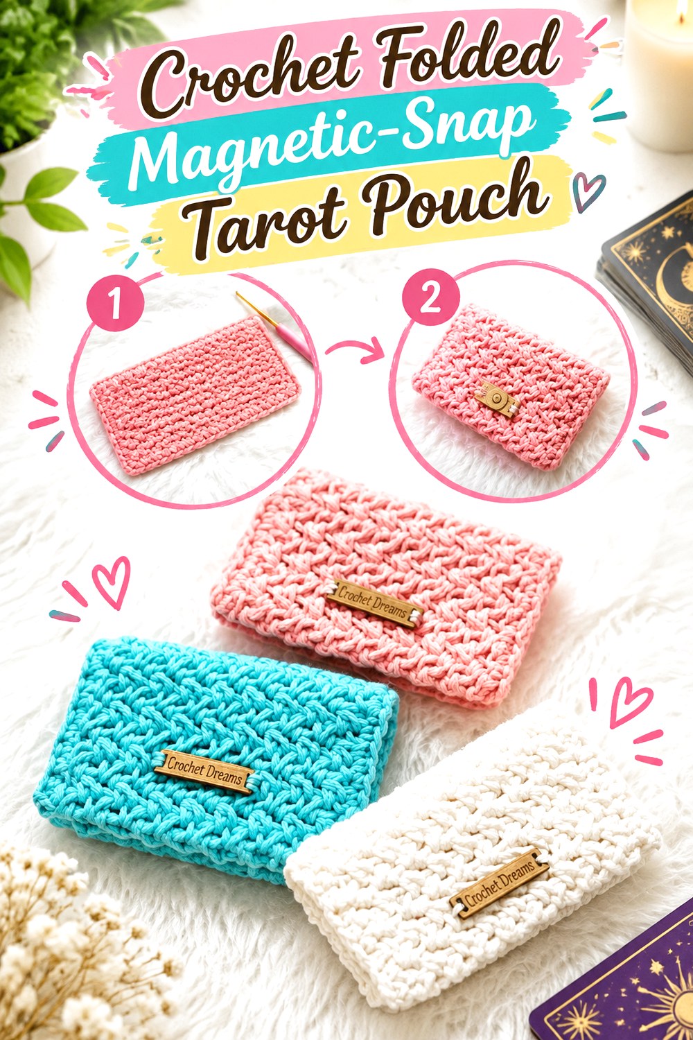 Crochet Folded Magnetic Snap Tarot Pouch