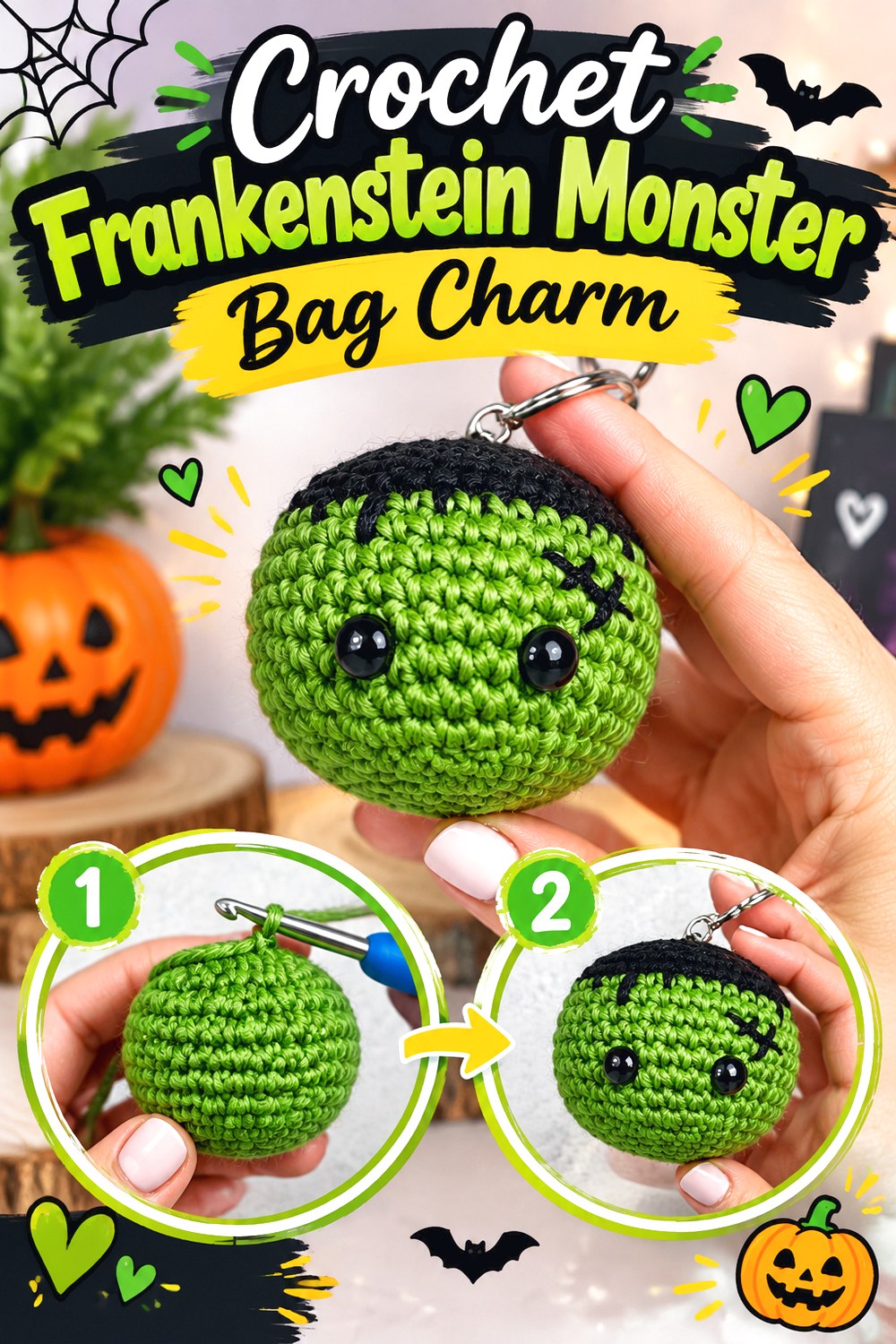Crochet Frankenstein Monster Bag Charm