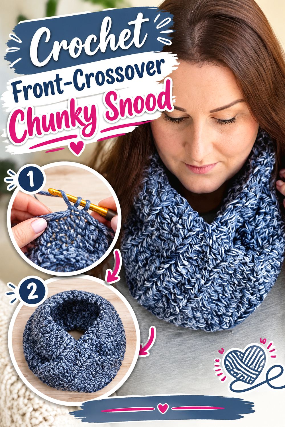 Crochet Front Crossover Chunky Snood