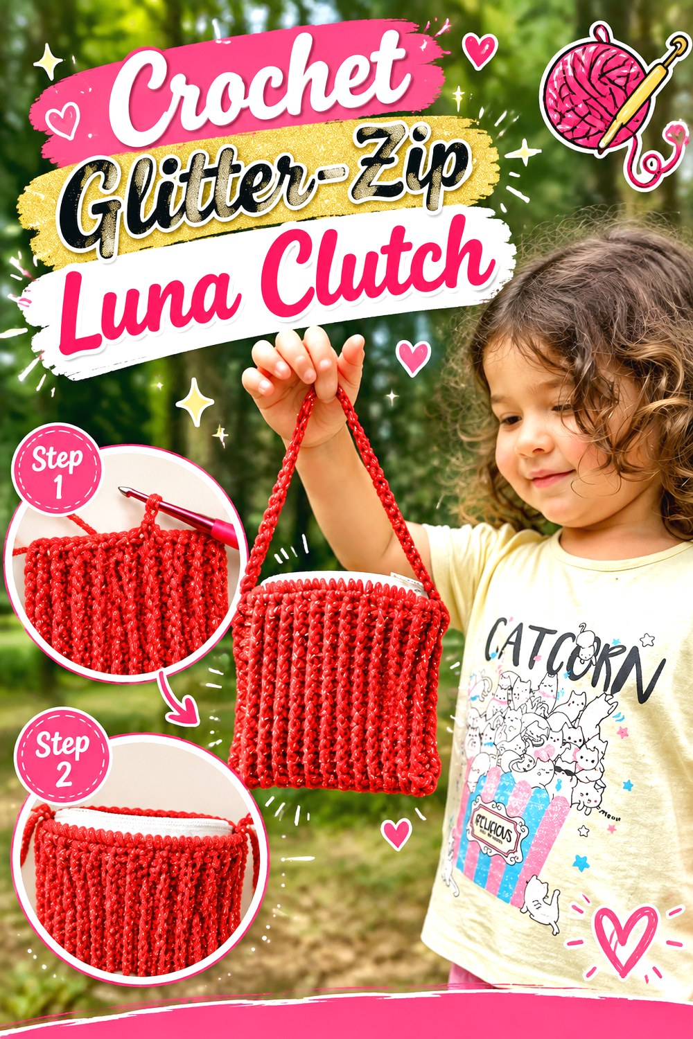 Crochet Glitter Zip Luna Clutch