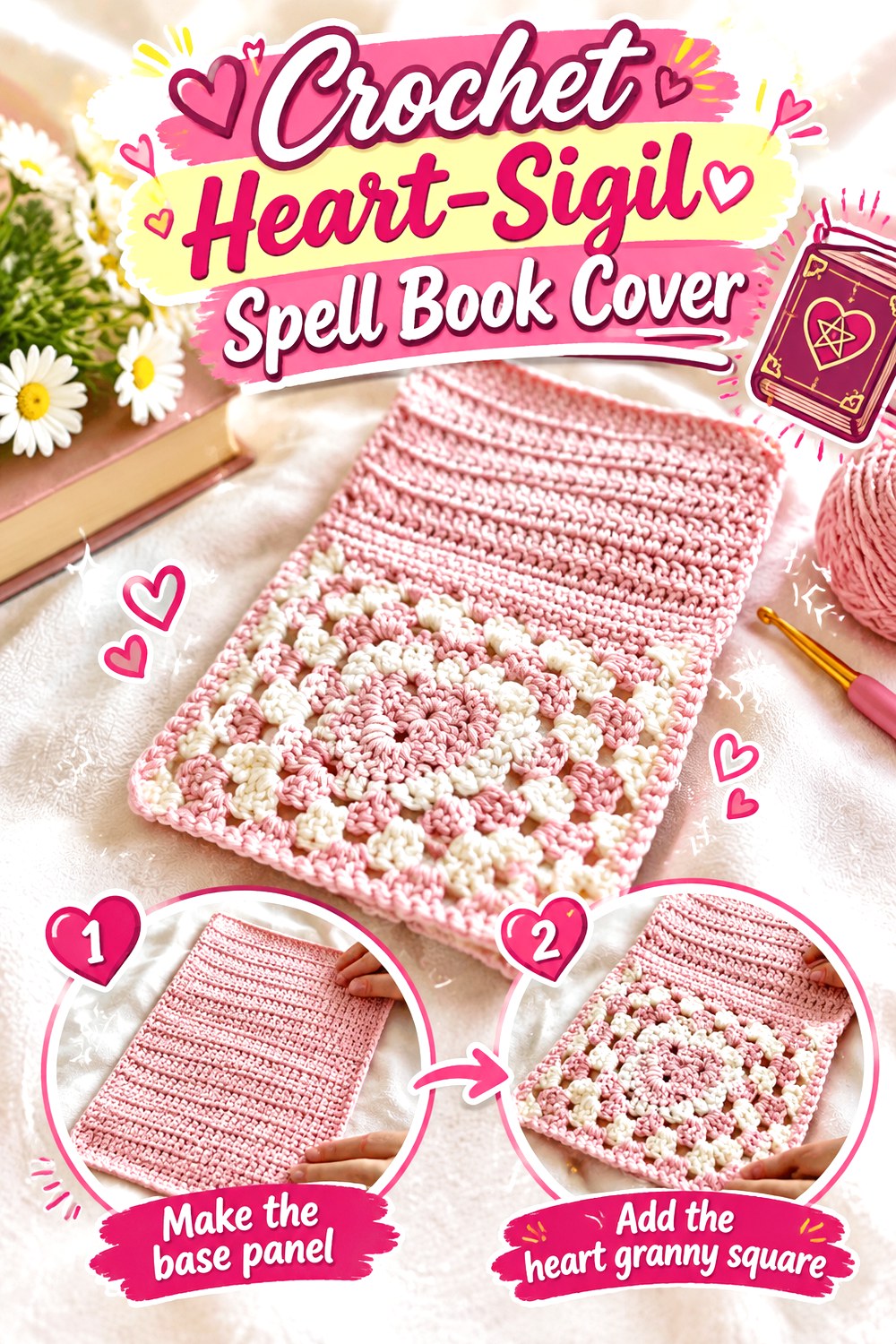 Crochet Heart Sigil Spell Book Cover