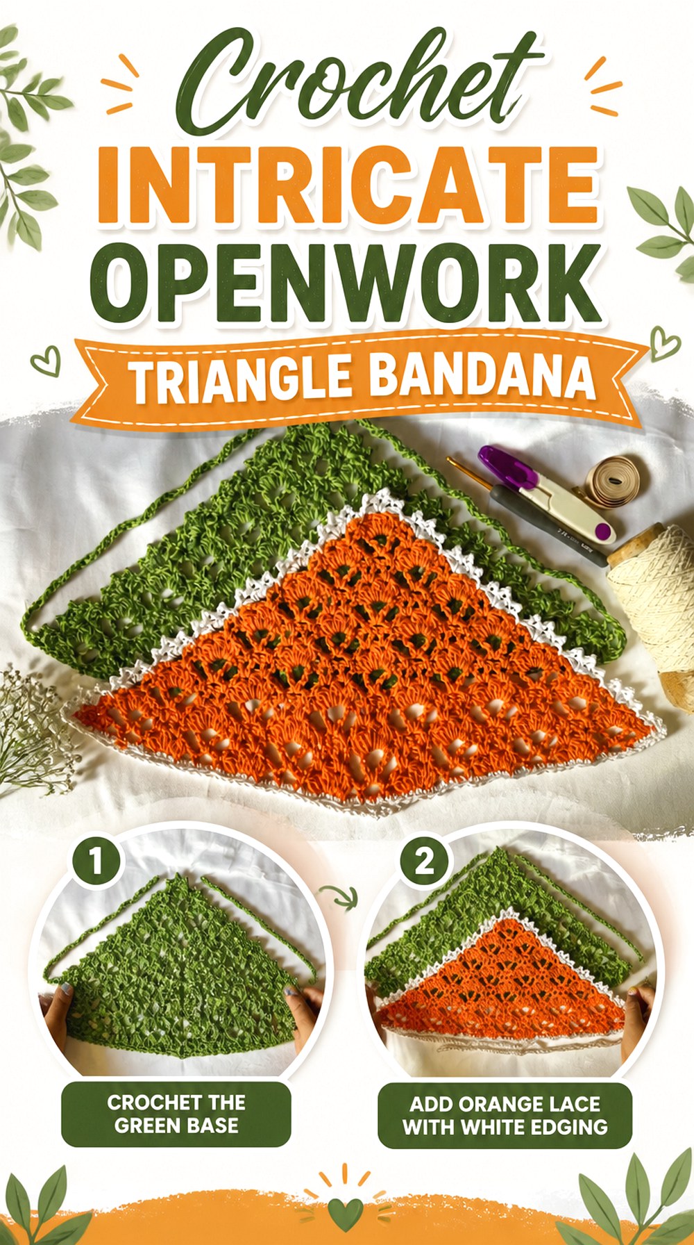 Crochet Intricate Openwork Triangle Bandana