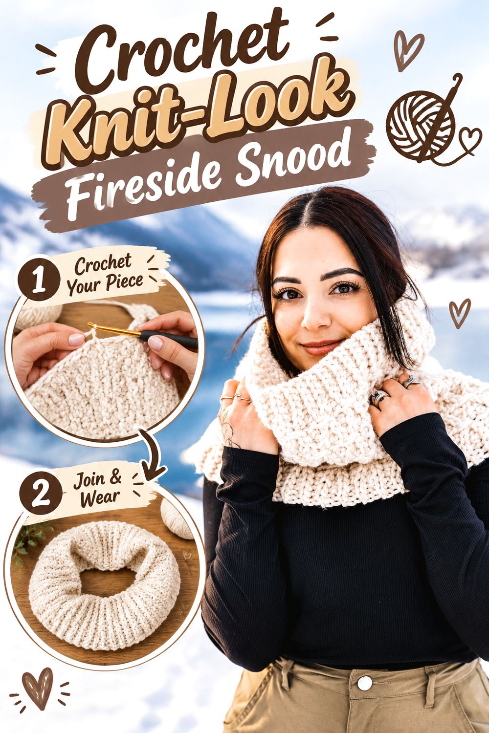 Crochet Knit Look Fireside Snood