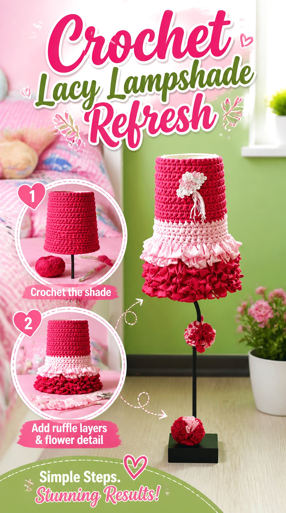Crochet Lacy Lampshade Refresh