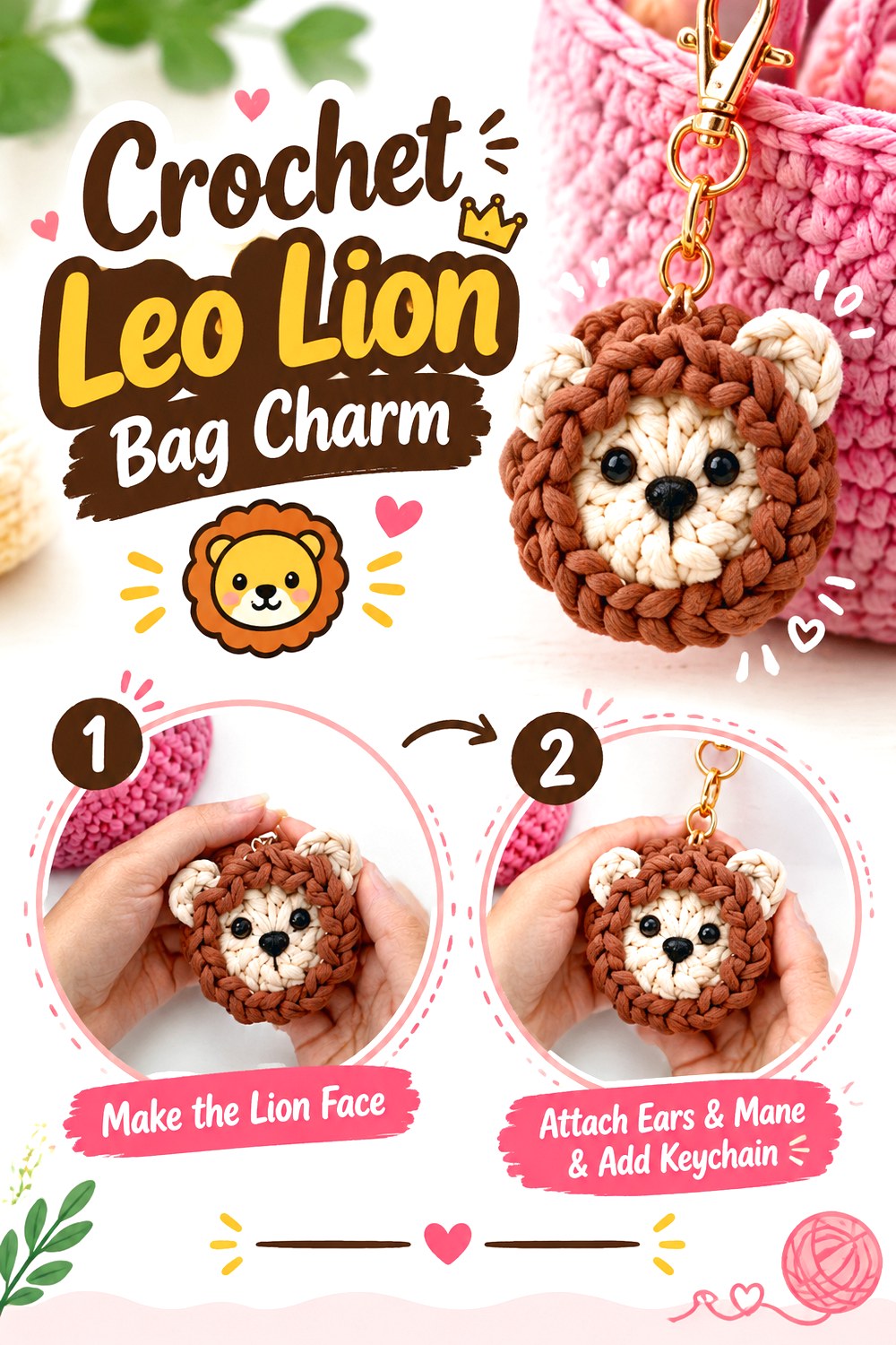 Crochet Leo Lion Bag Charm
