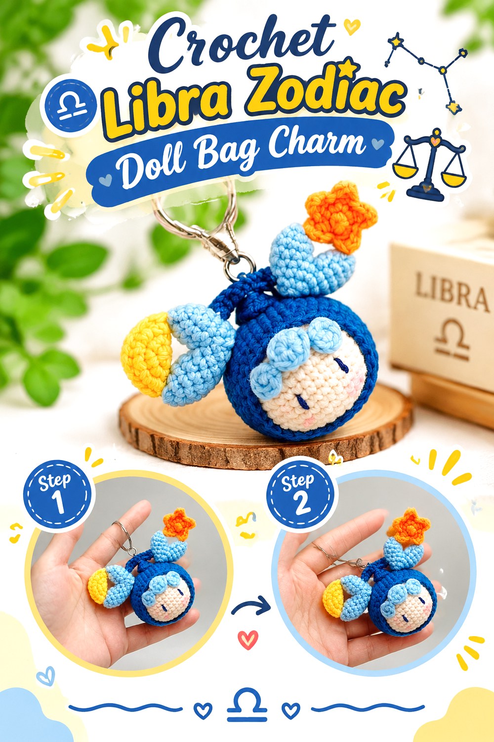 Crochet Libra Zodiac Doll Bag Charm