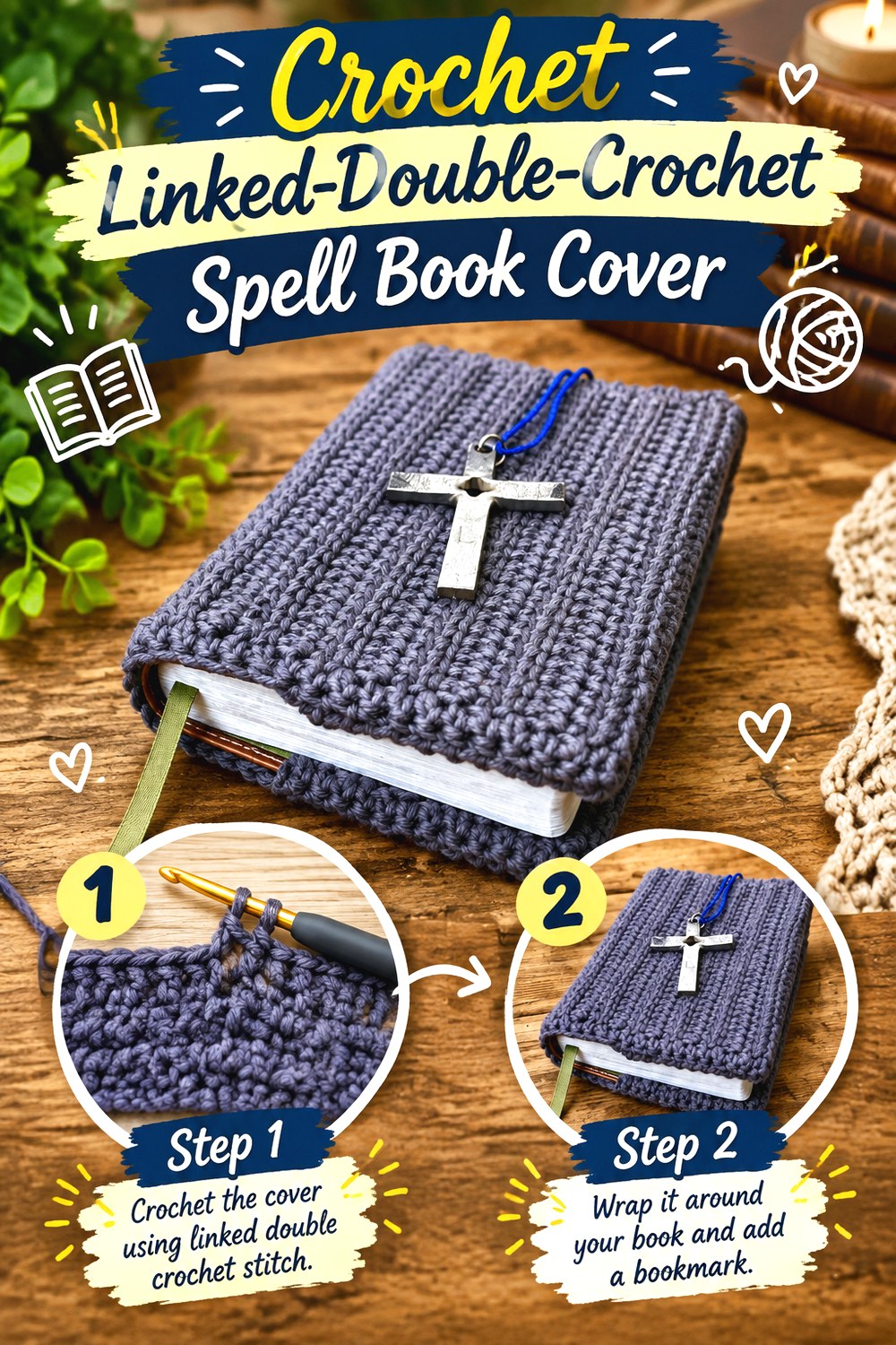 Crochet Linked Double Crochet Spell Book Cover