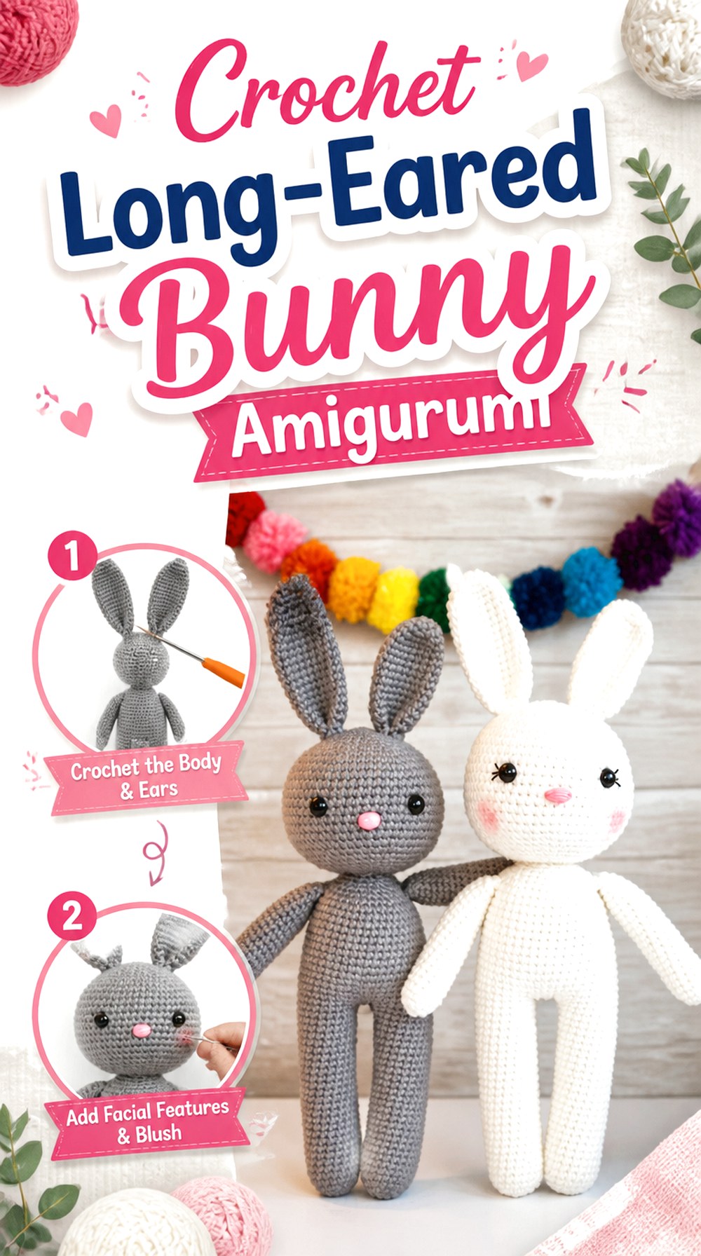 Crochet Long Eared Bunny Amigurumi