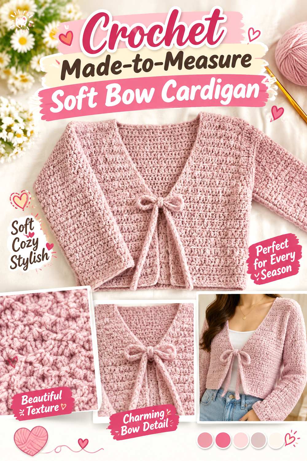 Crochet Made to Measure Soft Bow Cardigan