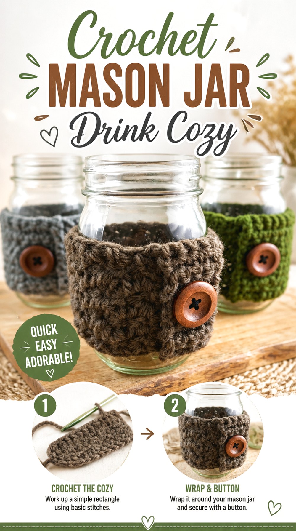 Crochet Mason Jar Drink Cozy