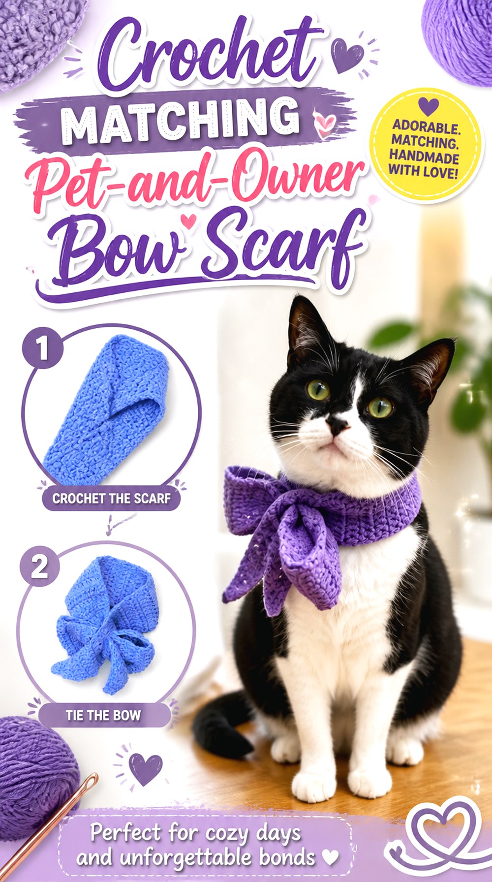 Crochet Matching Pet and Owner Bow Scarf