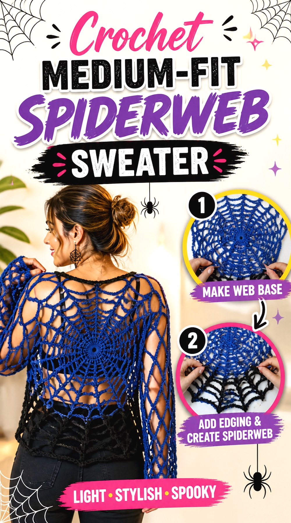 Crochet Medium Fit Spiderweb Sweater