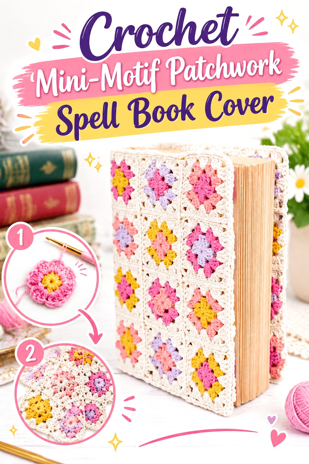 Crochet Mini Motif Patchwork Spell Book Cover