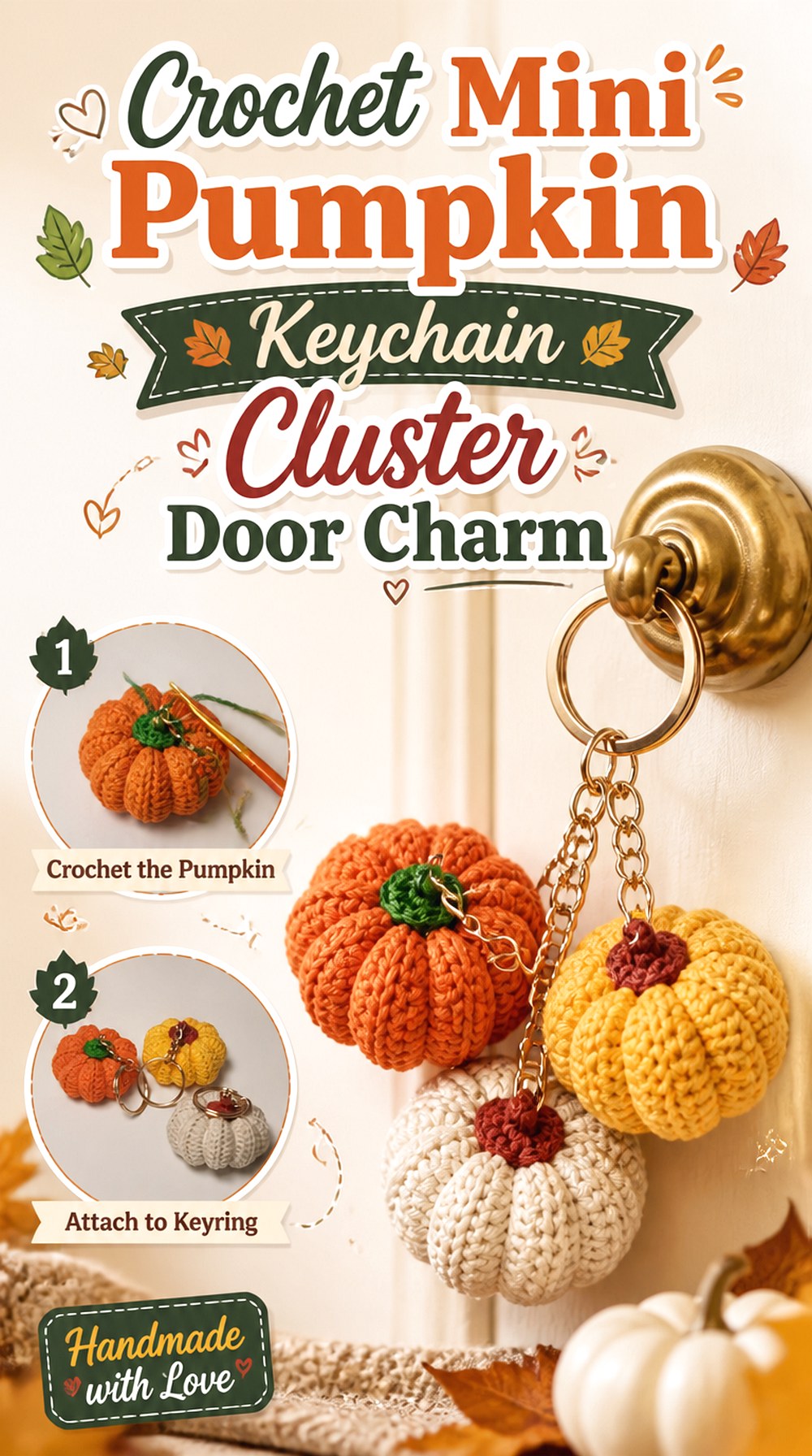 Crochet Mini Pumpkin Keychain Cluster Door Charm