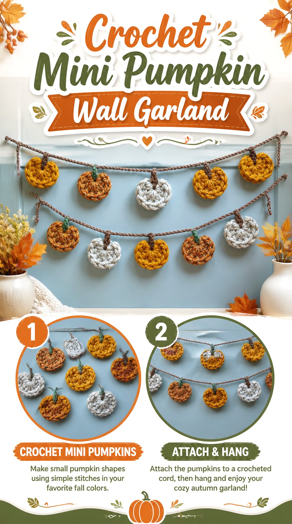 Crochet Mini Pumpkin Wall Garland