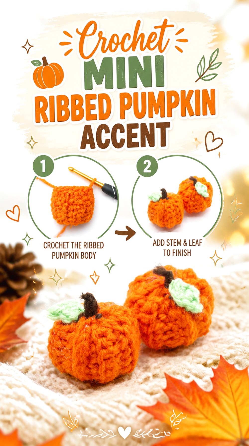 Crochet Mini Ribbed Pumpkin Accent