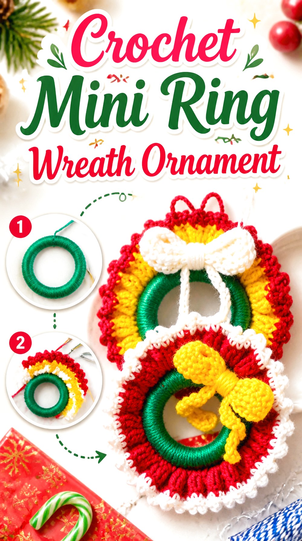 Crochet Mini Ring Wreath Ornament