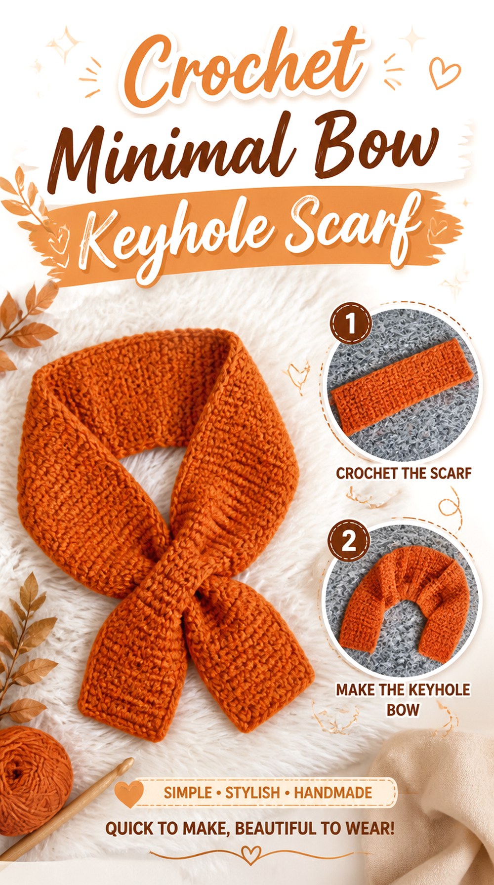 Crochet Minimal Bow Keyhole Scarf
