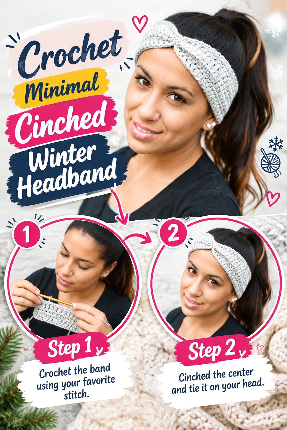 Crochet Minimal Cinched Winter Headband