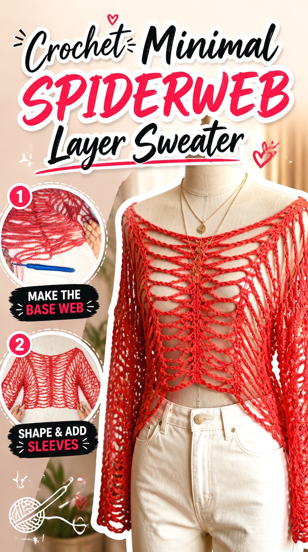 Crochet Minimal Spiderweb Layer Sweater