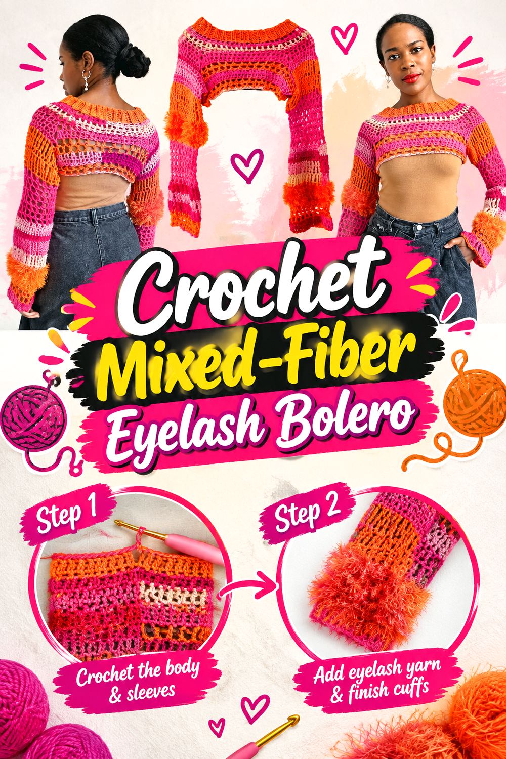 Crochet Mixed Fiber Eyelash Bolero