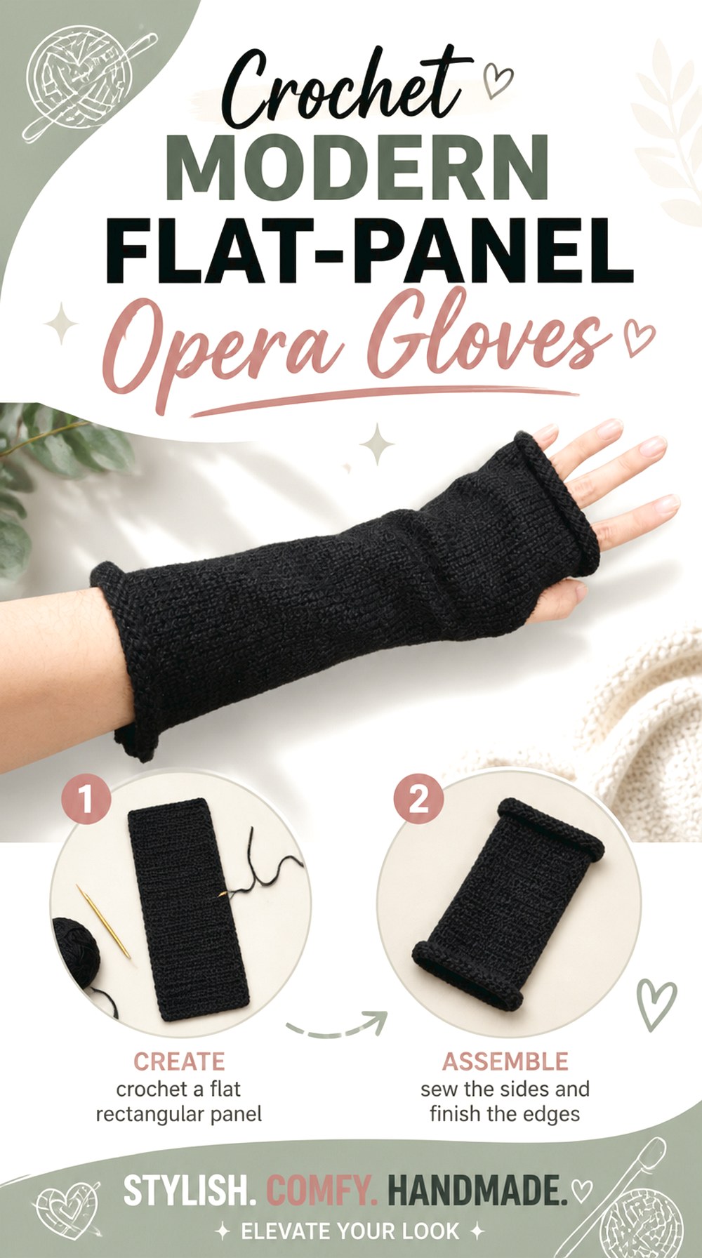 Crochet Modern Flat Panel Opera Gloves