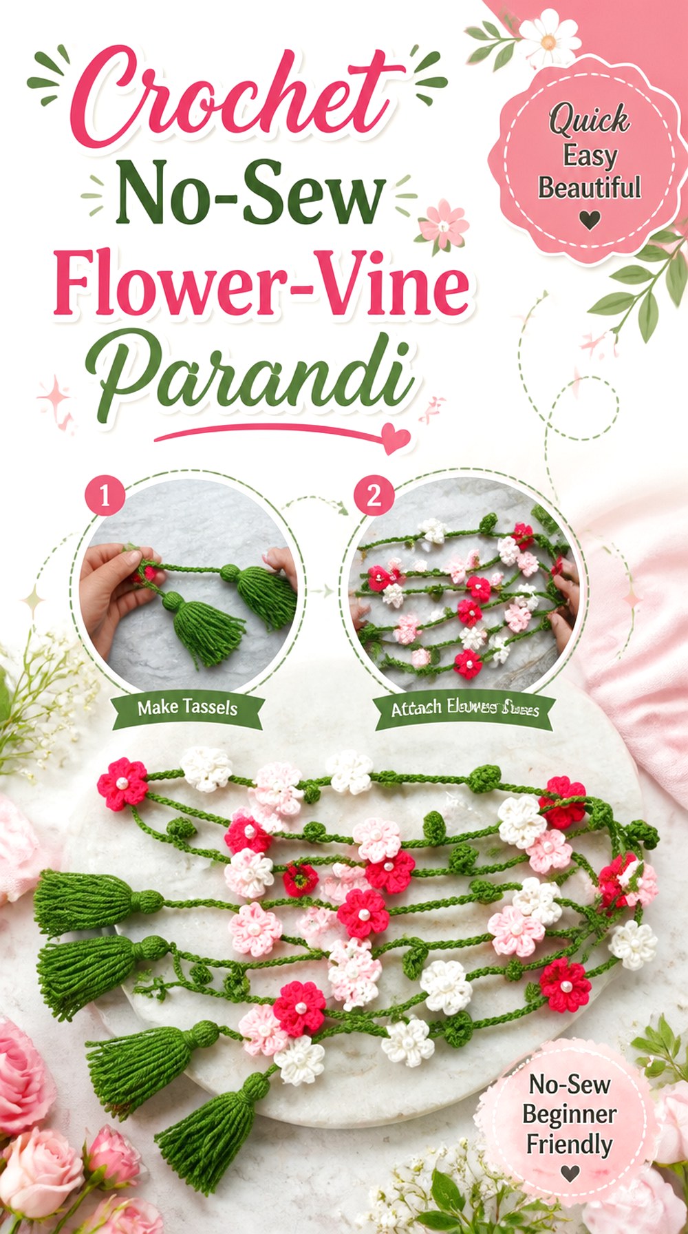 Crochet No Sew Flower Vine Parandi