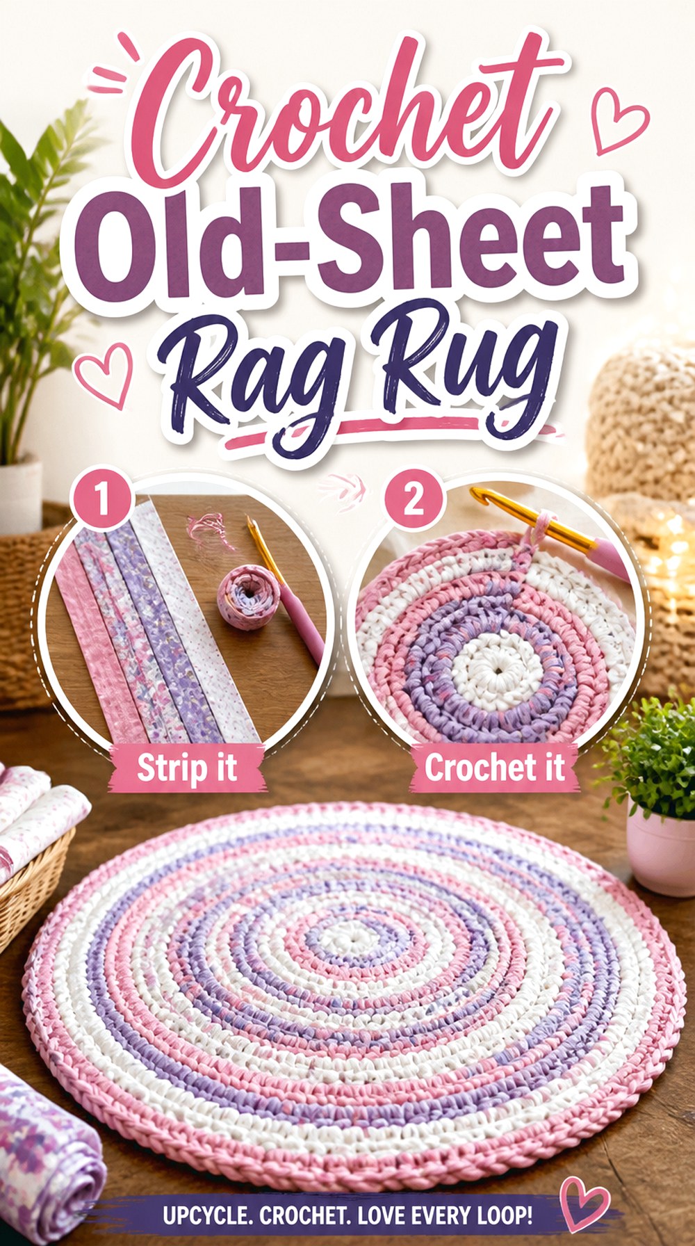 Crochet Old Sheet Rag Rug