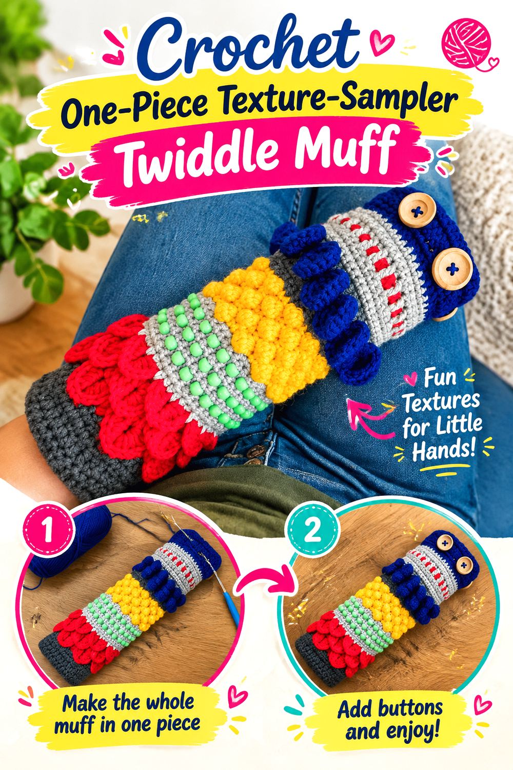 Crochet One Piece Texture Sampler Twiddle Muff