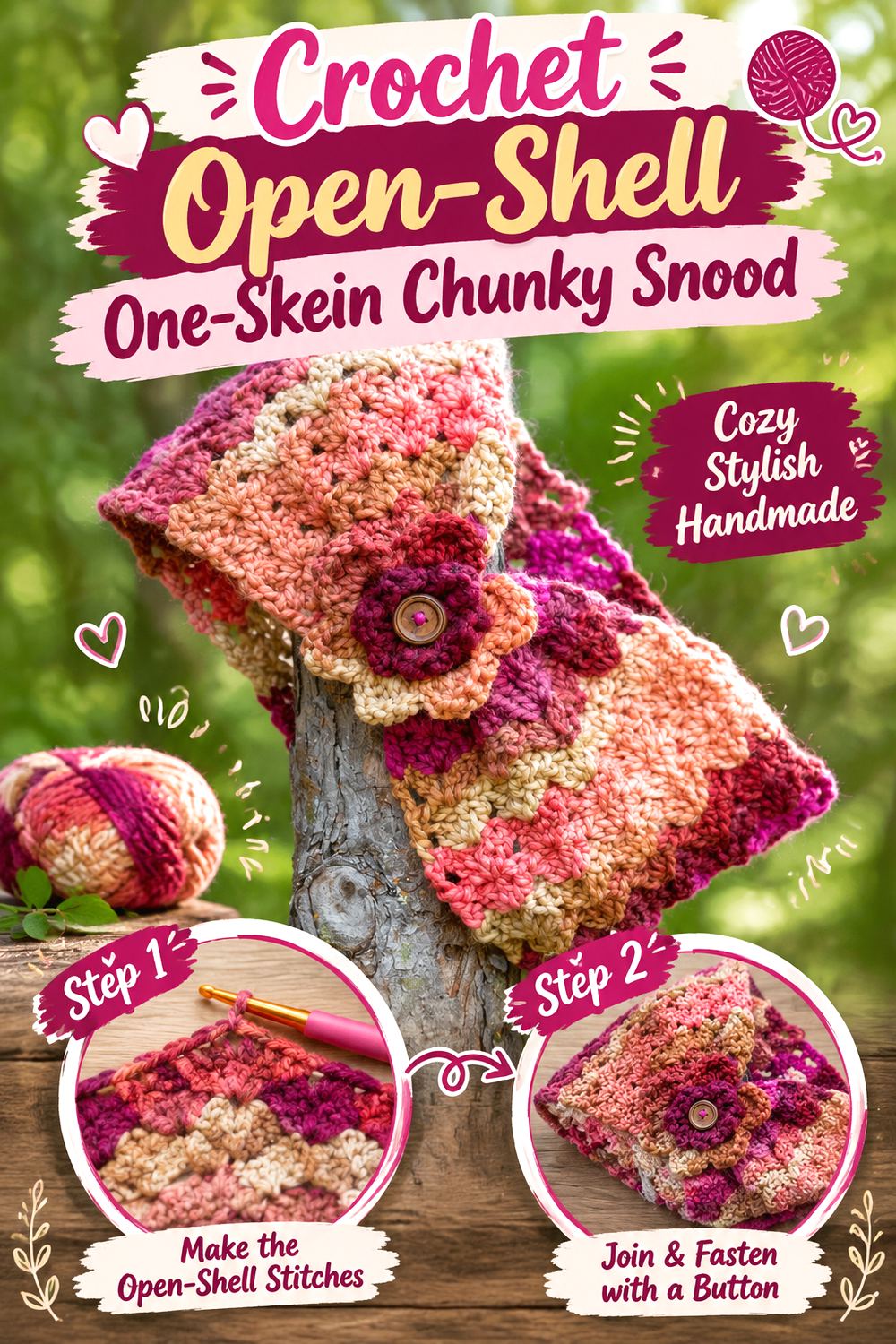 Crochet Open Shell One Skein Chunky Snood